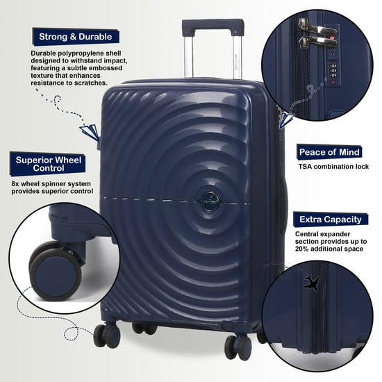 Maleta de cabina expandible azul marino con carcasa rígida y 8 ruedas - Image 3