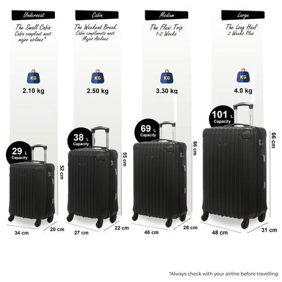 Maleta de viaje rígida de ABS negra con 8 ruedas - Image 2