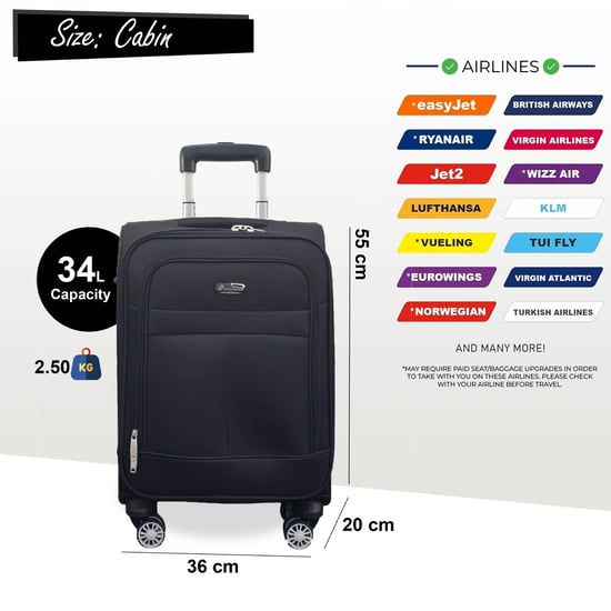 Maleta de cabina de viaje expandible de carcasa blanda negra con 8 ruedas - Image 5