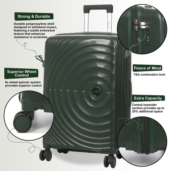Maleta de cabina expandible de 8 ruedas y carcasa rígida verde oscuro - Image 3