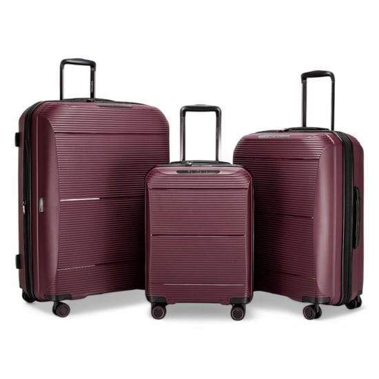Maleta rígida expandible de polipropileno burdeos con 8 ruedas para viaje, vacaciones y cabina - Image 1