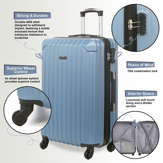 Maleta de viaje rígida de ABS azul con 8 ruedas - Image 3