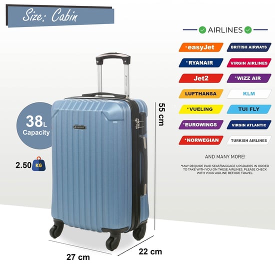 Maleta de viaje rígida de ABS azul con 8 ruedas - Image 5