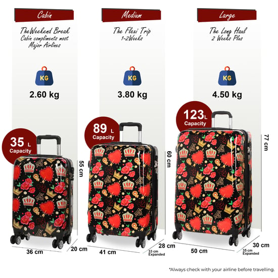 Maleta rígida expandible con estampado de rosas negras y 8 ruedas - Image 2