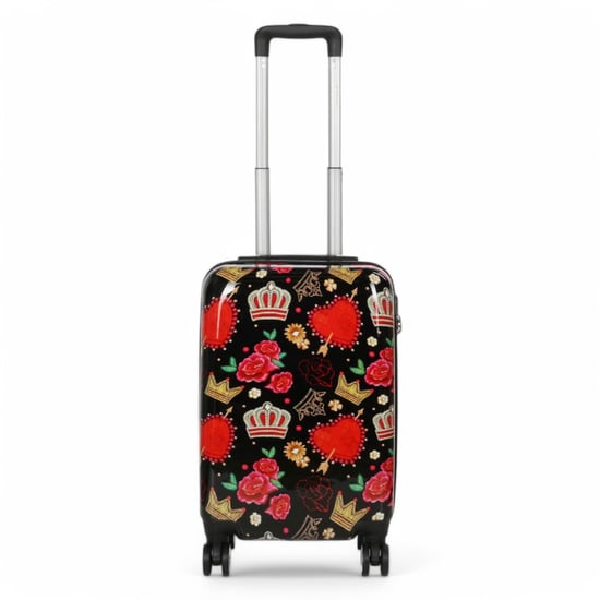 Maleta rígida expandible con estampado de rosas negras y 8 ruedas - Image 6