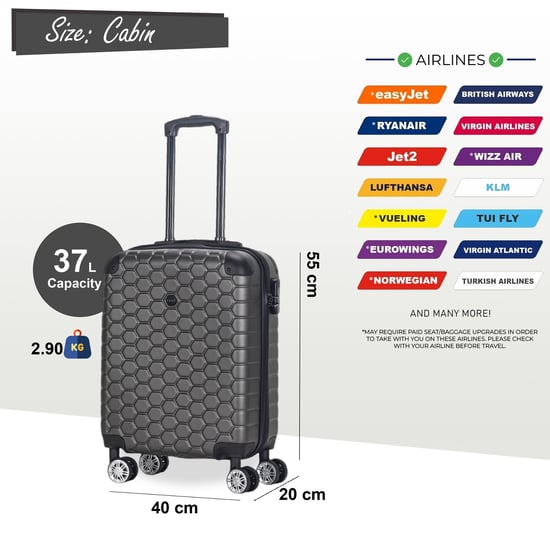 Maleta rígida expandible de ABS con 8 ruedas, color negro carbón, para viaje, vacaciones - Image 5