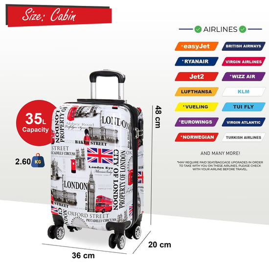 Maleta de cabina rígida impresa de 36 x 48 x 20 cm, apta para Easyjet y Ryanair - Image 2
