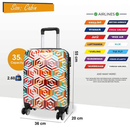 Maleta rígida de cabina impresa PP de 55 x 36 x 20 cm, apta para Easyjet y Ryanair. - Image 2