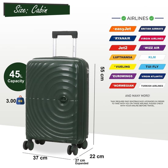 Maleta rígida de cabina PP de 55 x 37 x 22 cm, apta para Easyjet y Ryanair. - Image 2
