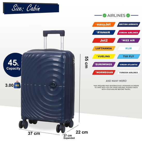 Maleta rígida de cabina PP de 55 x 37 x 22 cm, apta para Easyjet y Ryanair. - Image 2