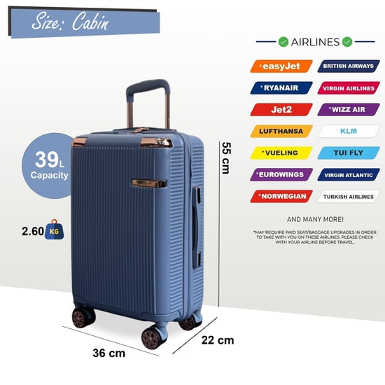 Maleta rígida de cabina de PC de 55 x 36 x 22 cm, apta para Easyjet y Ryanair. - Image 2