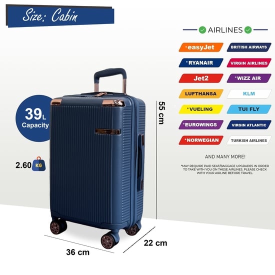 Maleta rígida de cabina de PC de 55 x 36 x 22 cm, apta para Easyjet y Ryanair. - Image 2