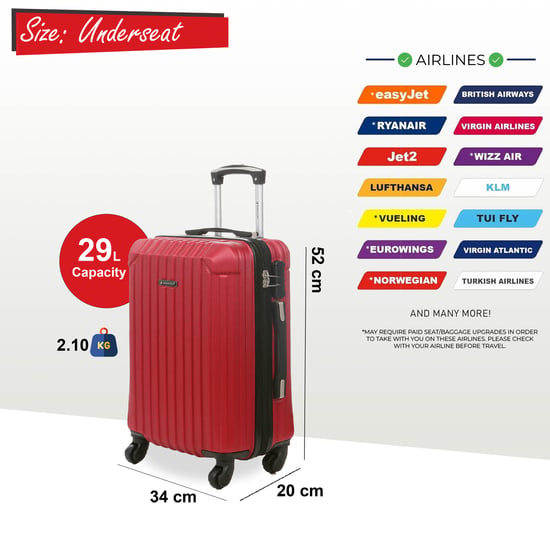 Maleta de cabina rígida ABS roja con 8 ruedas y compartimento para equipaje de mano - Image 2