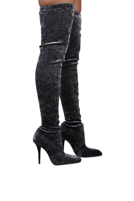 Saint Laurent Botas al muslo Talia Gris - Image 2