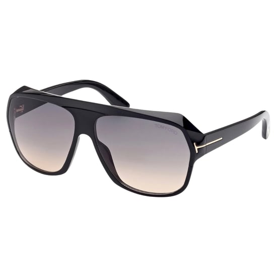 Tom Ford Hawkings-02 Gafas de sol negras brillantes con lentes ahumados degradados - Image 2