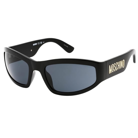 Moschino gafas de sol negras con lentes grises y logo atrevido - Image 2