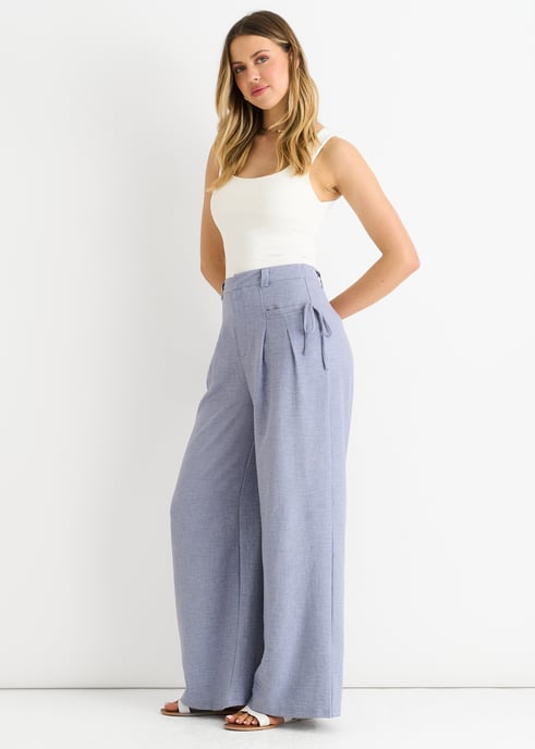 Pantalones anchos de cintura alta de lino - Image 3