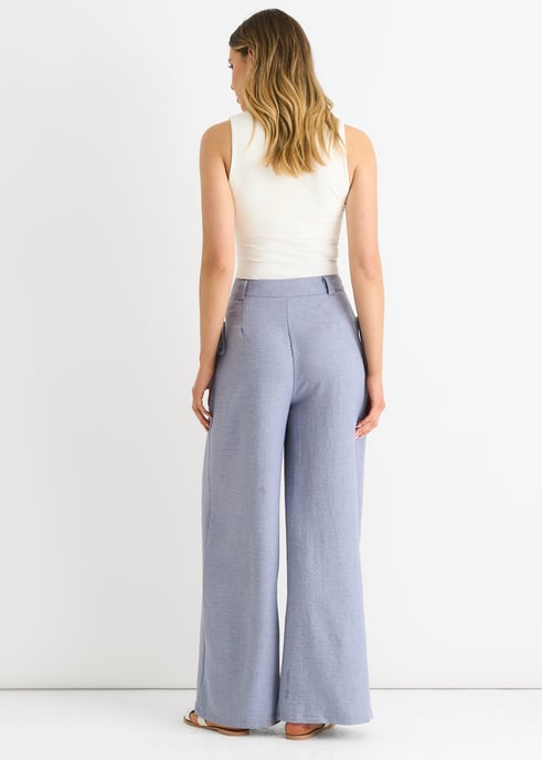 Pantalones anchos de cintura alta de lino - Image 4