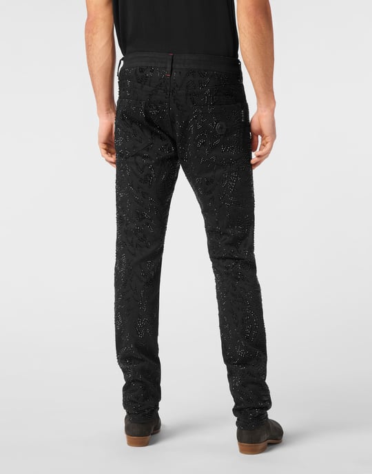 Denim Trousers Super Straight Cut Tribal Strass - Image 5