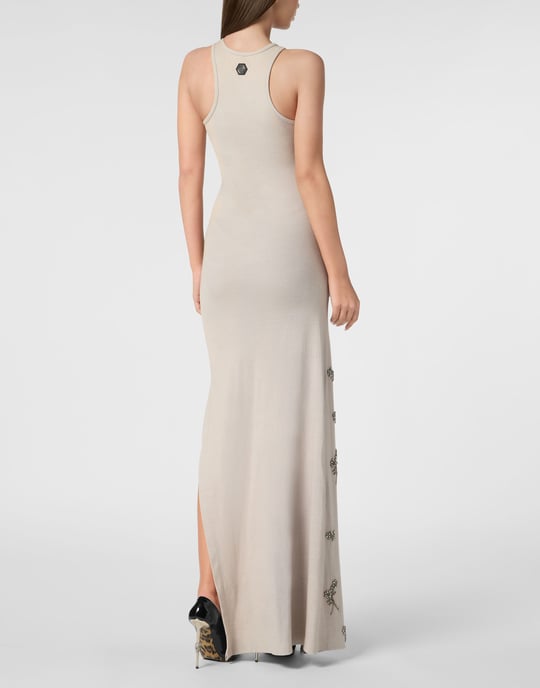 Jersey Rib Long Dress Flowers - Image 5
