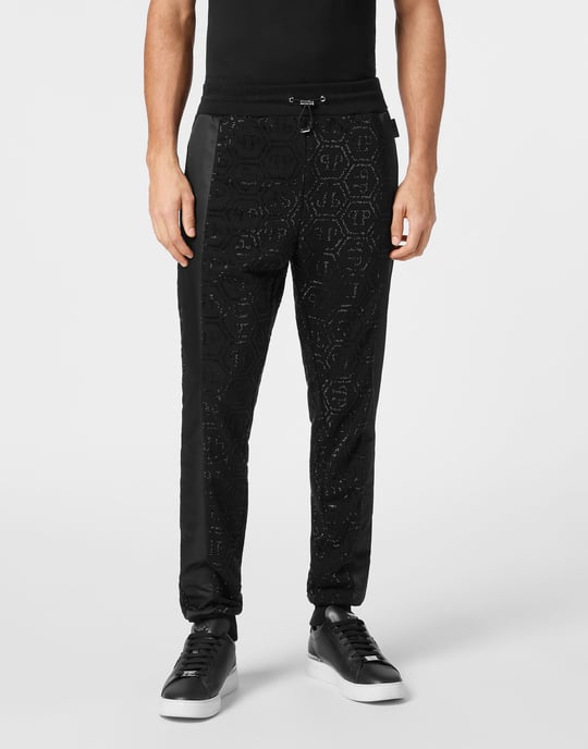 Trousers Jogging Nylon Inserts Monogram Strass - Image 2