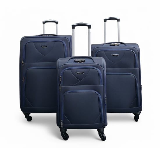 Maleta de viaje ligera de nailon azul marino con 4 ruedas y carcasa blanda para vacaciones - Image 1