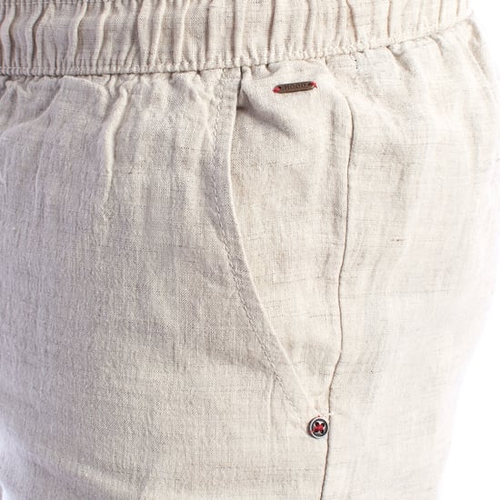 Pantalones cortos de lino para hombres con cordón HS24MBE09 - Image 3