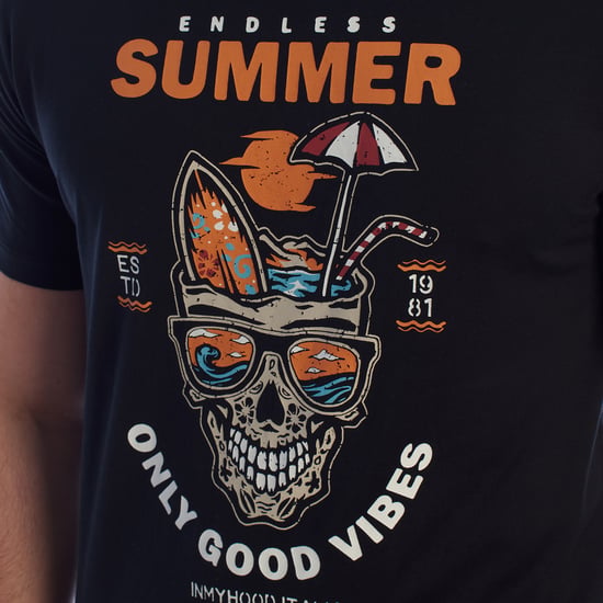 Camiseta de algodón con gráfico de manga corta para hombre HS24MTS20-B - Image 2