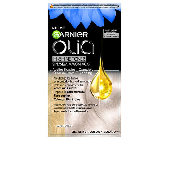 Olia Hi Shine Toner Coloración Semipermanente Neutralizador De Tonos #10.01 Rubio Platino 3 pz - Image 1