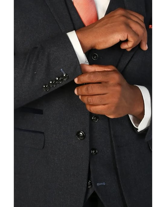 Blazer formal de tweed en mezcla de lana azul marino para hombre - Image 2