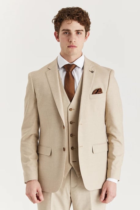 Blazer ligero de verano de un solo pecho para hombre en color beige - Image 1