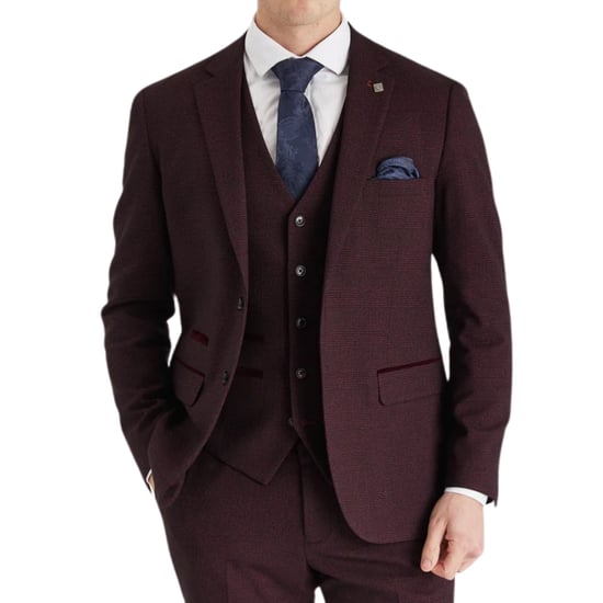 Blazer de traje color vino para hombre, blazer formal Príncipe de Gales - Image 2