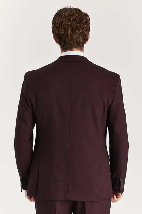 Blazer de traje color vino para hombre, blazer formal Príncipe de Gales - Image 3