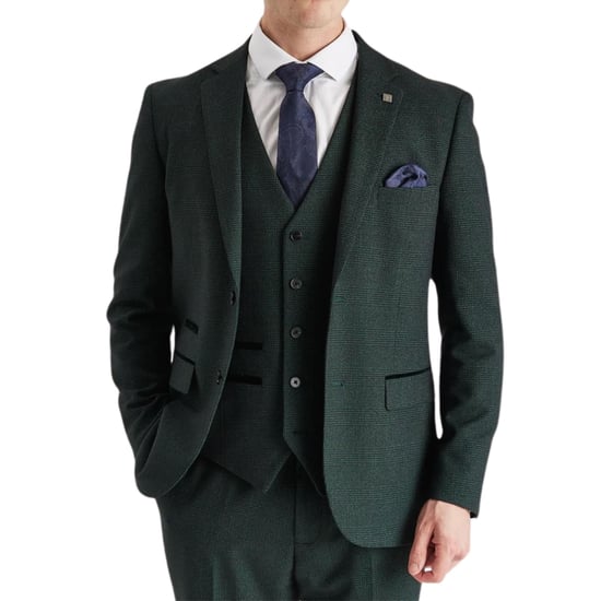 Blazer de traje verde para hombre, estilo Príncipe de Gales. - Image 2
