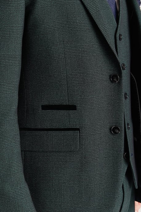 Blazer de traje verde para hombre, estilo Príncipe de Gales. - Image 4