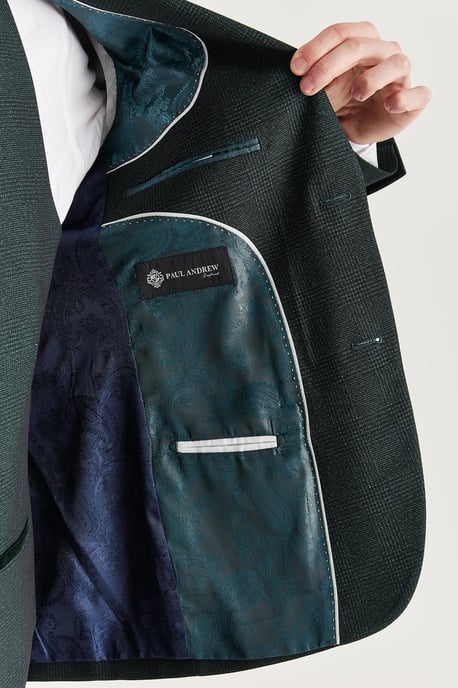 Blazer de traje verde para hombre, estilo Príncipe de Gales. - Image 5