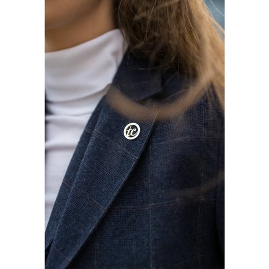 Blazer formal de tweed azul marino de corte entallado para mujer - Image 6