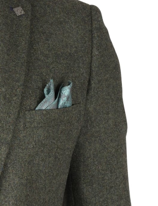Blazer formal de tweed en mezcla de lana verde oliva para hombre - Image 5