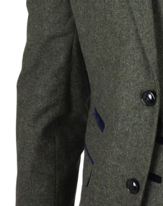 Blazer formal de tweed en mezcla de lana verde oliva para hombre - Image 6