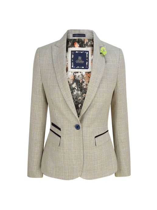 Chaqueta de tweed con diseño de espiga color crema para mujer Peaky Blinders - Image 1