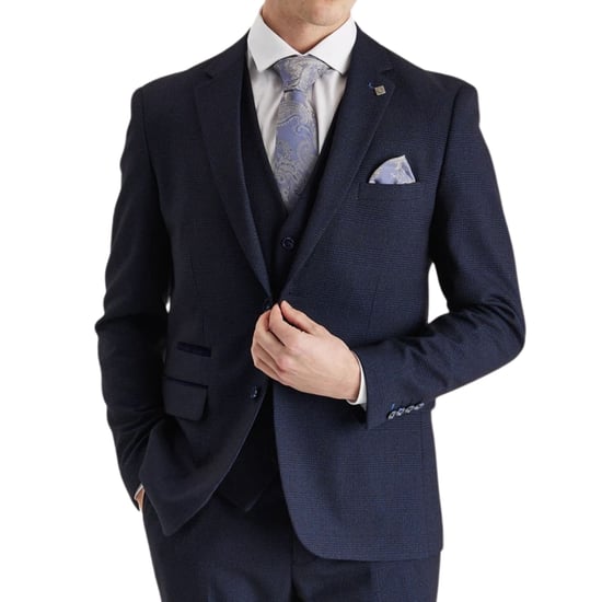 Blazer de traje azul marino para hombre, blazer formal Príncipe de Gales - Image 2