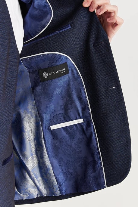 Blazer de traje azul marino para hombre, blazer formal Príncipe de Gales - Image 5