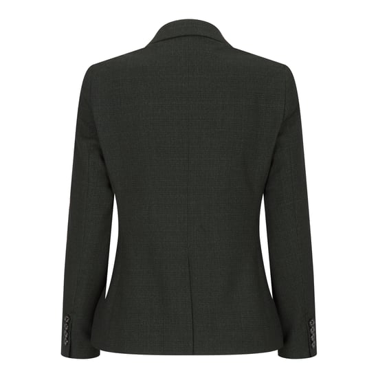 Chaqueta clásica de lana de tweed a cuadros verdes para mujer - Image 4