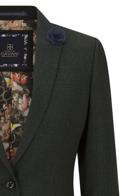 Chaqueta clásica de lana de tweed a cuadros verdes para mujer - Image 5