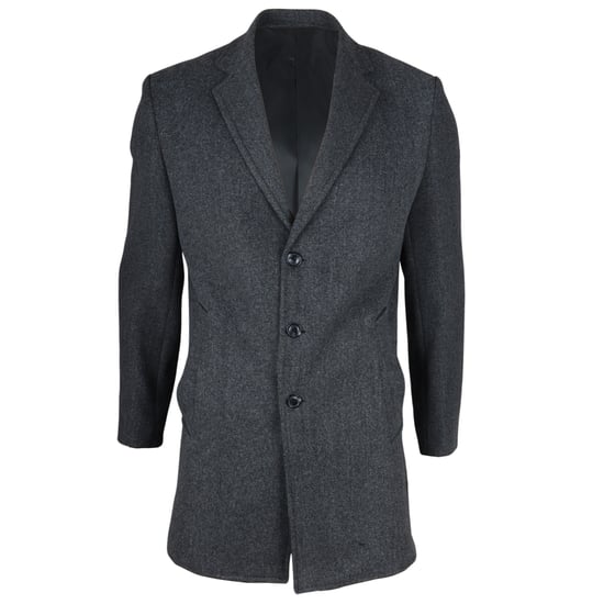 Abrigo gris de mezcla de lana con cuello de solapa con muesca para hombre - Image 2