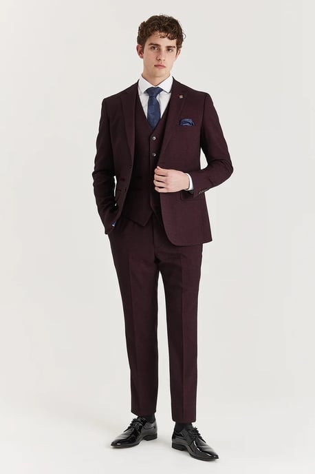 Pantalón de traje color vino para hombre, pantalón formal Príncipe de Gales - Image 2