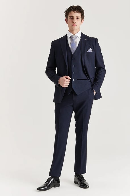 Pantalón de traje azul marino para hombre, pantalón formal Príncipe de Gales - Image 2