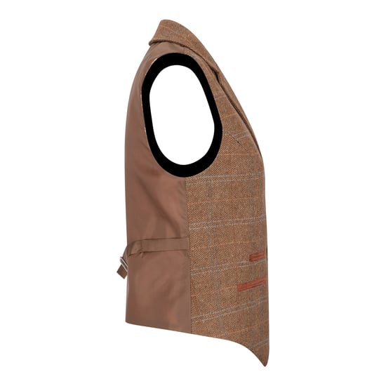 Chaleco de tweed entallado en marrón roble para mujer con cuadros de espiga - Image 4