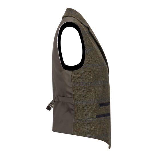 Chaleco de tweed entallado en color oliva para mujer con cuadros de espiga - Image 3