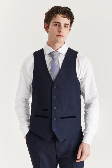 Chaleco de traje azul marino para hombre, chaleco formal Príncipe de Gales - Image 1